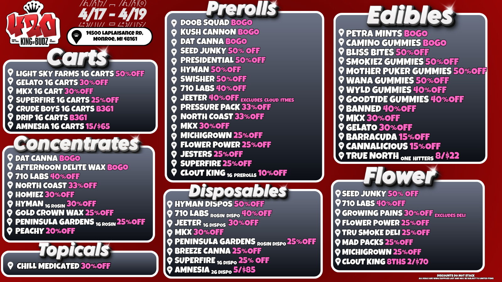 420 DEALS 2026 at King of Budz Monroe Cannabis Dispensary