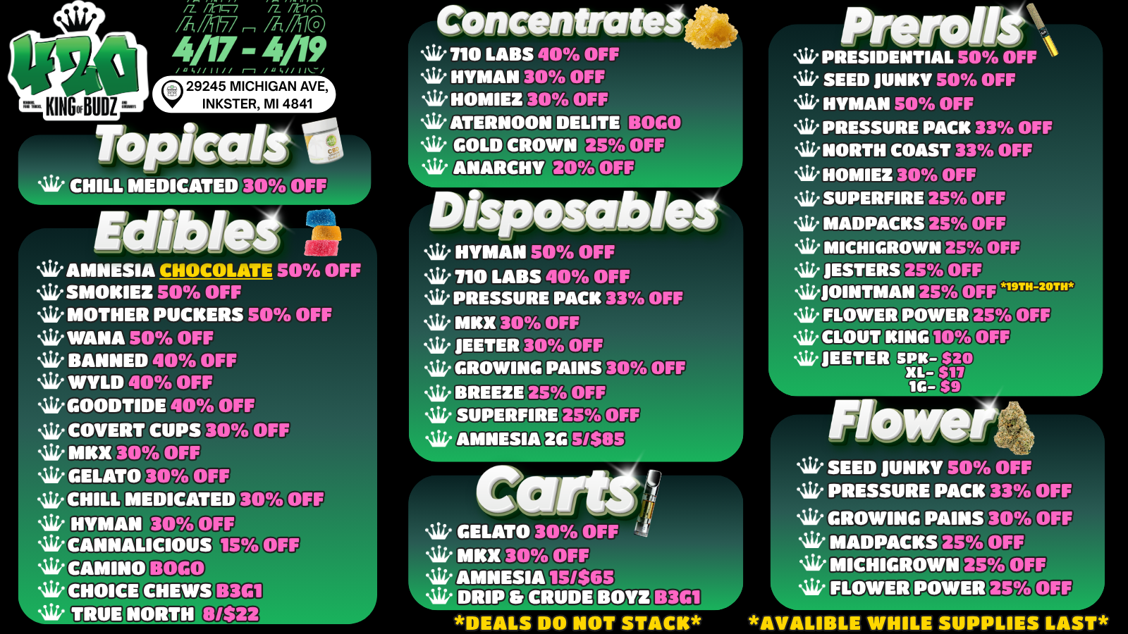 420 DEALS 2026 at King of Budz Inkster Cannabis Dispensary