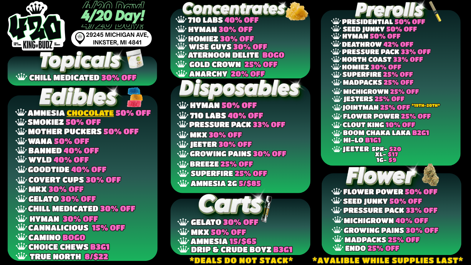 420 DEALS 2026 at King of Budz Inkster Cannabis Dispensary