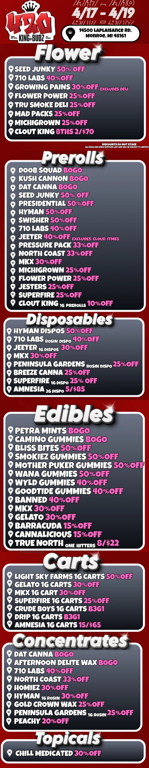 420 DEALS 2026 at King of Budz Monroe Cannabis Dispensary